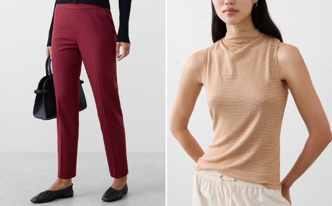 Banana Republic Factory Hayden Tapered Pant and Soft Luxe Mock Neck Top