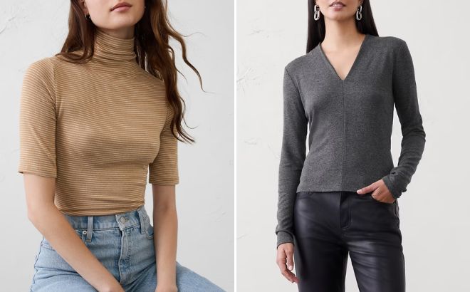 Banana Republic Factory Soft Luxe Turtleneck Top and Soft Luxe Top