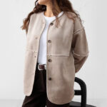 Banana Republic Womens Reversible Suede Sherpa Jacket
