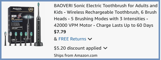 Baoveri Sonic Electric Toothbrush with 6 Brush Heads Checkout Page