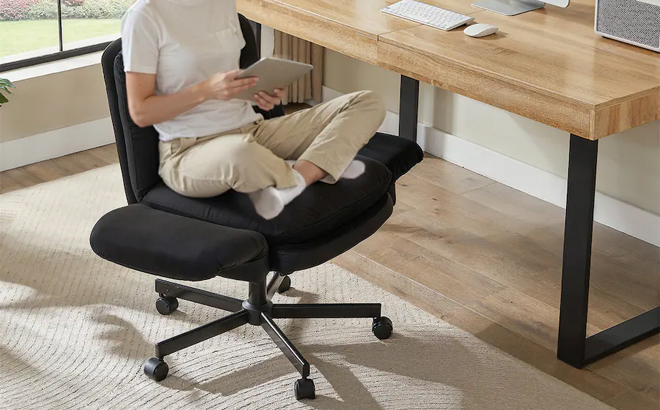 Bestier Ergonomic Cross Legged Office Chair with Flip Up Arms Bestier Ergonomic Cross Legged Office Chair with Flip Up Arms