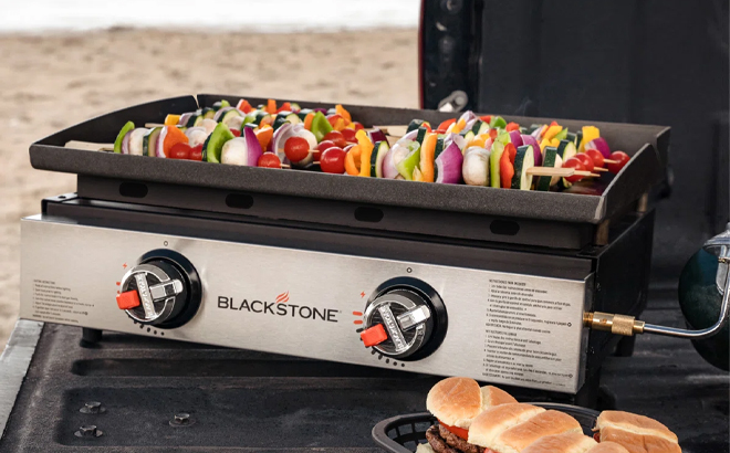 Blackstone 22 Inch Original Omnivore Tabletop Griddle 2 Burner Liquid Propane Flat Top Grill