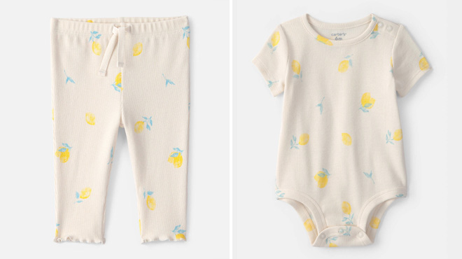 Carters Baby Girl Lemon Rib Pants