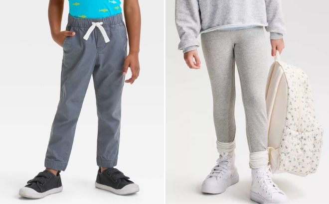 Cat Jack Boys Woven Jogger Pants and Girls Leggings