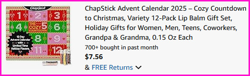 ChapStick Advent Calendar Checkout Screen