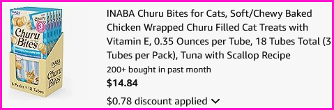 Churu Cat Treats Checkout Screen