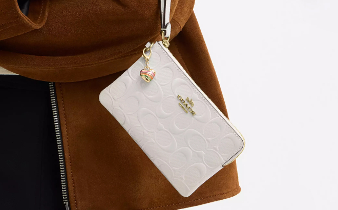 Coach Outlet Corner Zip Wristlet With Heart Charm