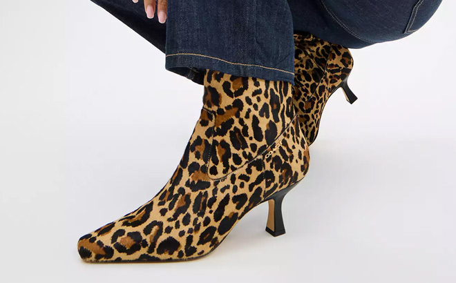 Coach Womens Kitten Heel Bootie With Leopard Print Coach Womens Kitten Heel Bootie With Leopard Print
