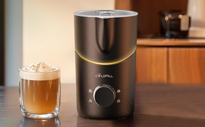 ColdFill 8 in 1 Milk Frother on a Table ColdFill 8 in 1 Milk Frother on a Table