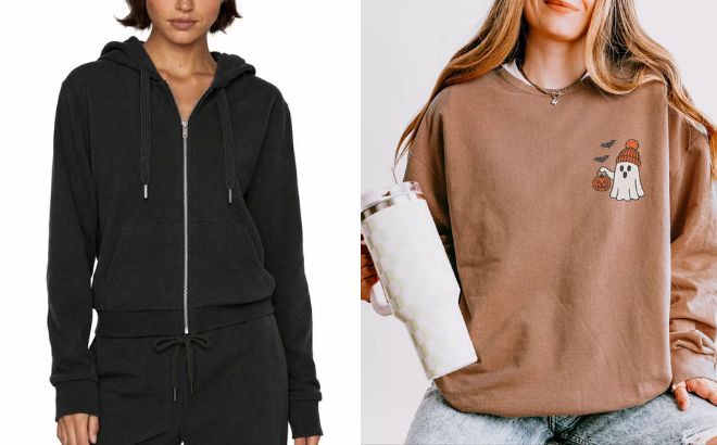 Court Coastal Womens Zip Hoodie and Simply Sage Market Womens Embroidered Beanie Ghost Sweatshirt Court Coastal Womens Zip Hoodie and Simply Sage Market Womens Embroidered Beanie Ghost Sweatshirt