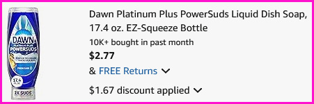Dawn Dish Soap Checkout Screen