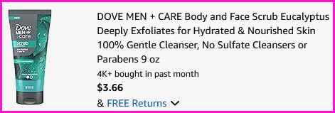 Dove Men Care Body Scrub Checkout Screen