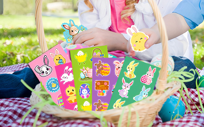 Easter Stickers in the Basket
