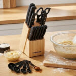 Farberware 22 Piece Cutlery Block Set on a Kitchen Table