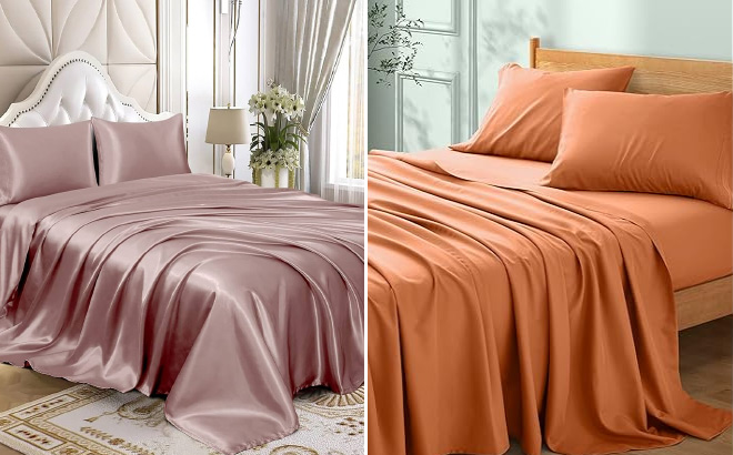 Full 4 Piece Satin Sheets Set