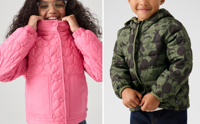 GAP Factory Kids Relaxed Quilted Jacket and Disney Mickey Mouse ColdControl Puffer Jacket