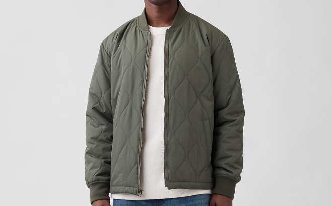 GAP Factory Mens Quilted Bomber Jacket
