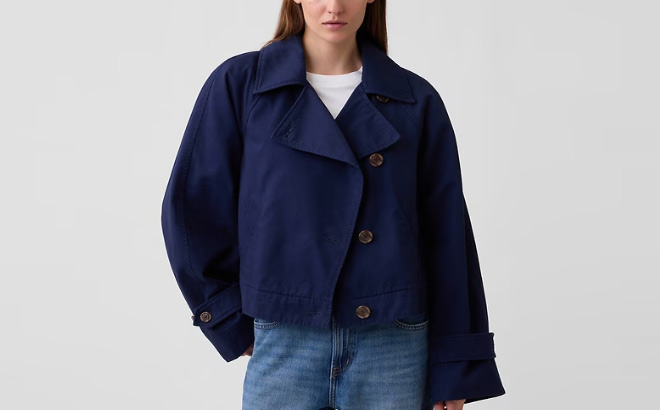 GAP Factory Relaxed Cropped Trench Coat 1