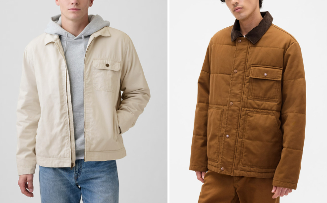 GAP Factory Relaxed Ripstop Utility Jacket and Relaxed Quilted Canvas Utility Jacket
