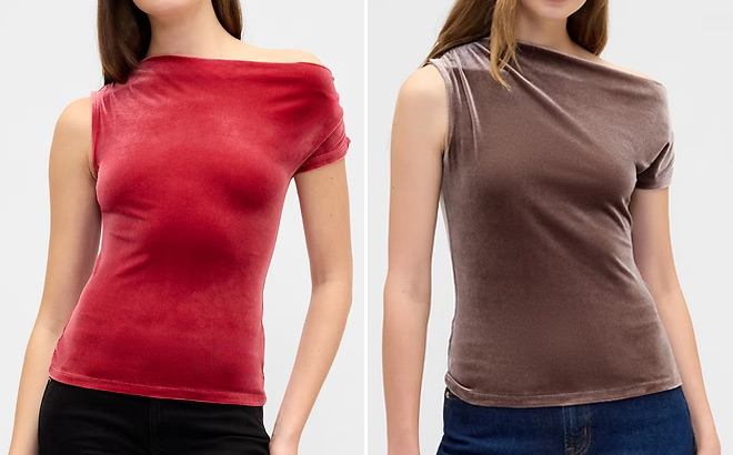 GAP Factory Womens Velour One Shoulder Tops