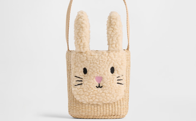 GAP Toddler Kids Bunny Straw Bag on the Gray Background