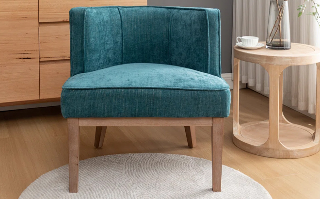 George Oliver Karoll Upholstered Barrel Chair in Teal George Oliver Karoll Upholstered Barrel Chair in Teal
