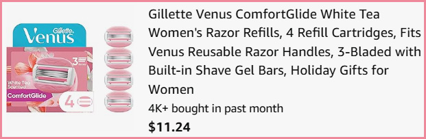 Gillette Venus ComfortGlide Womens Razor Refills 4 Count at Checkout