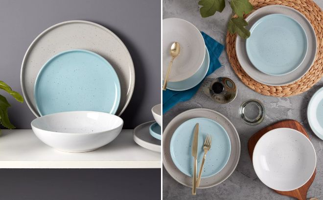 Haven Speckled Assorted 12 Piece Dinnerware Set