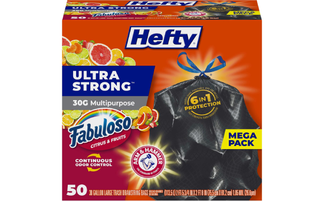 Hefty Ultra Strong 30 Gallon Trash Bags 50 Count