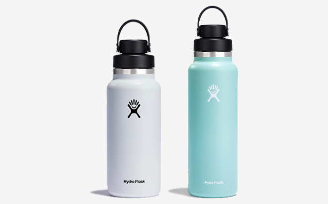 Hydro Flask 32 Ounce Wide Mouth Water Bottle with Flex Chug Cap and 40 Ounce Chug Cap Water Bottle Hydro Flask 32 Ounce Wide Mouth Water Bottle with Flex Chug Cap and 40 Ounce Chug Cap Water Bottle