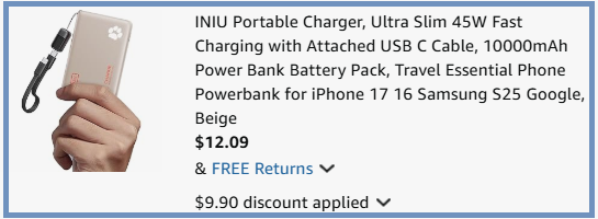 INIU Ultra Slim Fast Charging Power Bank Checkout Page
