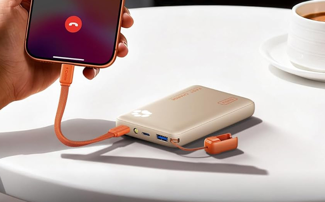 INIU Ultra Slim Fast Charging Power Bank on a Table