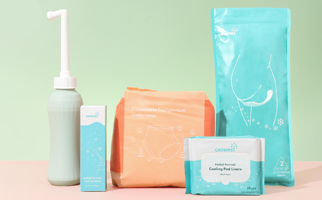 Inclusions of Grownsy Postpartum Essentials Recovery Kit Inclusions of Grownsy Postpartum Essentials Recovery Kit