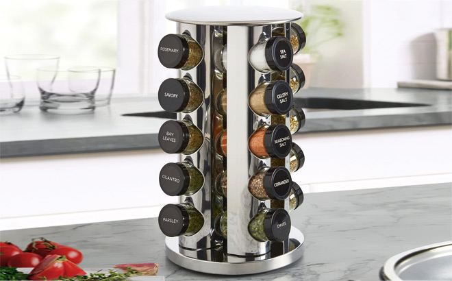 Kamenstein 20 Jar Revolving Countertop Spice Rack with Spices