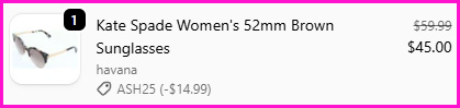 Kate Spade Sunglasses Checkout Screen