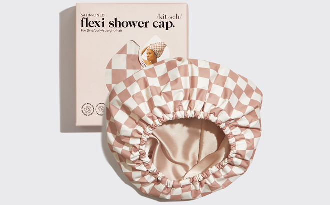 Kitsch Terracotta Checker Satin Shower Cap Kitsch Terracotta Checker Satin Shower Cap