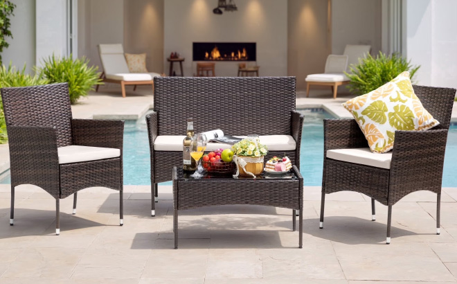 Lacoo 4 Pieces Patio Furniture Set Lacoo 4 Pieces Patio Furniture Set