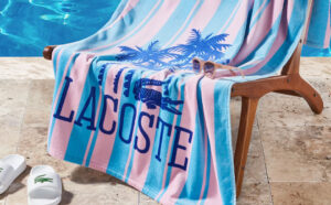 Lacoste Palm Trees Cotton Beach Towel in Blue Color