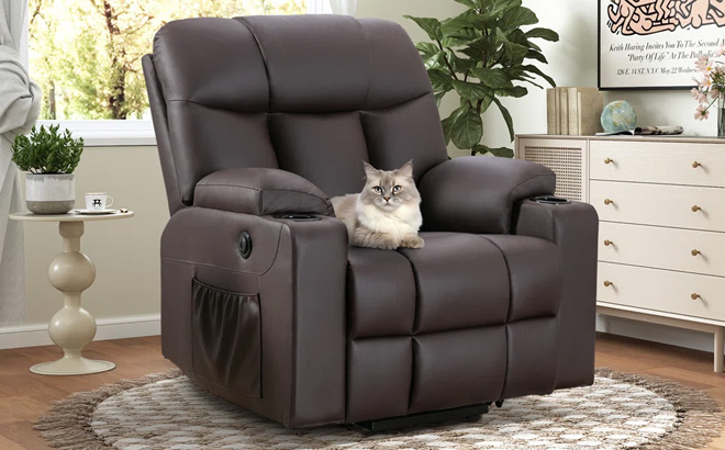 Latitude Run Wide Soft and Oversize Leather Power Lift Assist Massage Heat Recliner Latitude Run Wide Soft and Oversize Leather Power Lift Assist Massage Heat Recliner