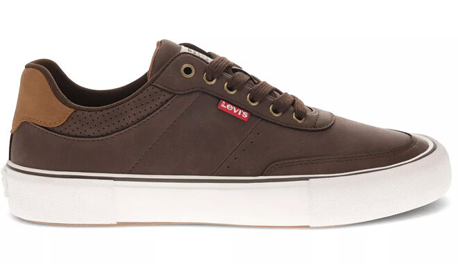 Levis Mens Munro UL Faux Leather Lace Up Sneaker
