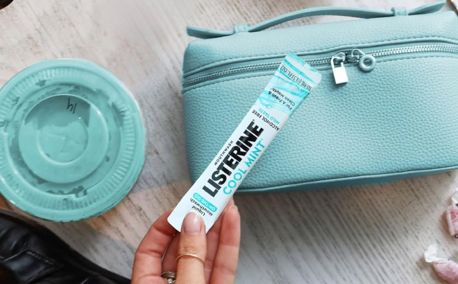 Listerine On The Go Cool Mint Alcohol Free Mouthwash Packet