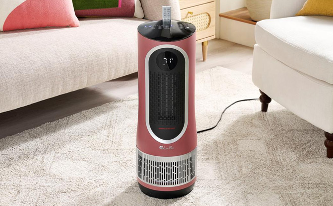 LivePure 3 in 1 Air Purifier Fan Heater with Remote in Cinnamon Rose Color