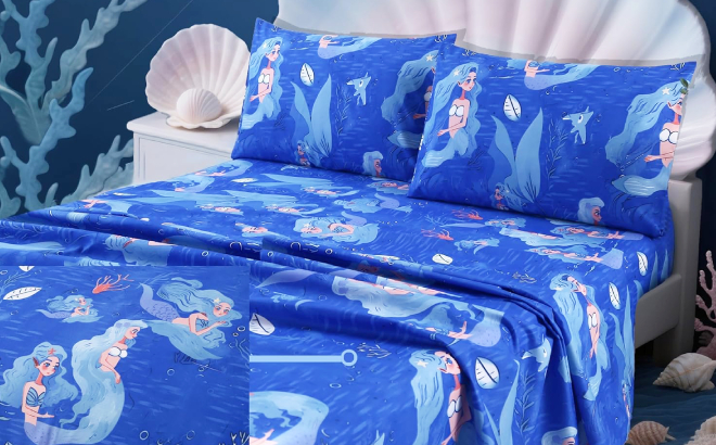 MAG 4 Piece Mermaid Full Size Sheet Set MAG 4 Piece Mermaid Full Size Sheet Set