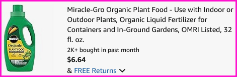 Miracle Gro Organic Plant Food Checkout Screen