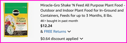 Miracle Gro Plant Food Checkout Screen