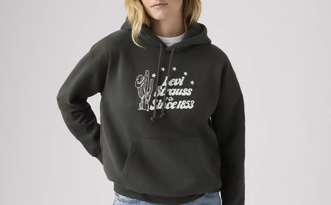 Model Wearing Levis Hoodie