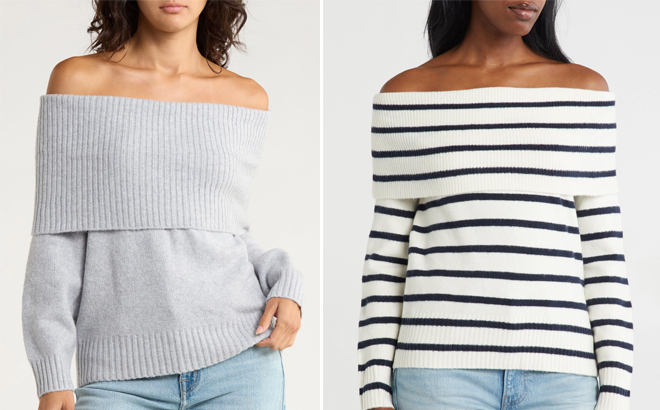 Models Wearing Off the Shoulders Sweaters Models Wearing Off the Shoulders Sweaters