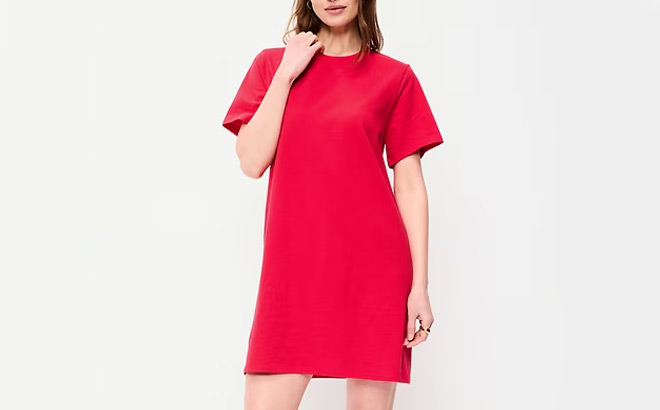 Old Navy Womens Vintage Crew Neck Mini T Shirt Dress
