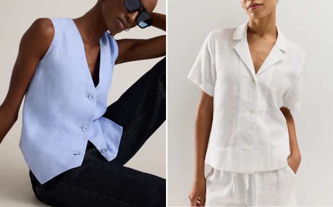 Quince European Linen Vest and Short Sleeve Shirt Quince European Linen Vest and Short Sleeve Shirt