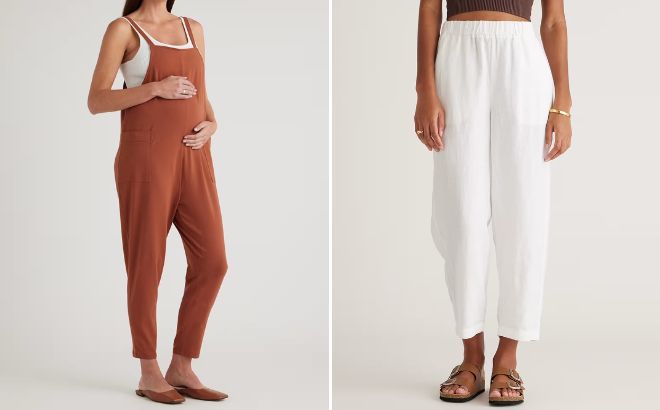 Quince Organic Cotton Maternity Overalls and European Linen Pants Quince Organic Cotton Maternity Overalls and European Linen Pants
